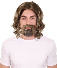 Big Lebowski Wig, Men's Dark Brown The Dude Wig & Beard Kit, HM-1498