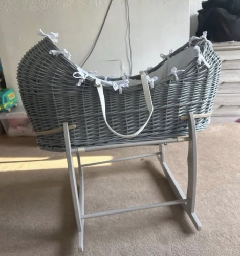 Baby grey rocking moses basket - grey,