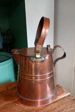 Antique Victorian Copper & Brass Milk Churn Water Jug With Handle Country House 