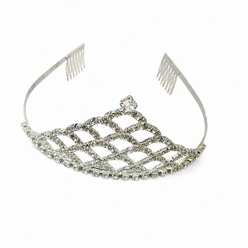 Silver crystal bridal tiara - crystal,