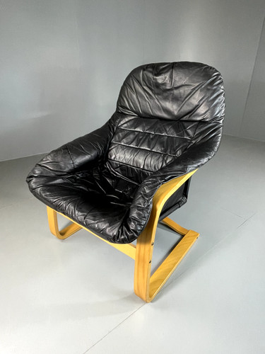 Danish leather bentwood chair - leather,