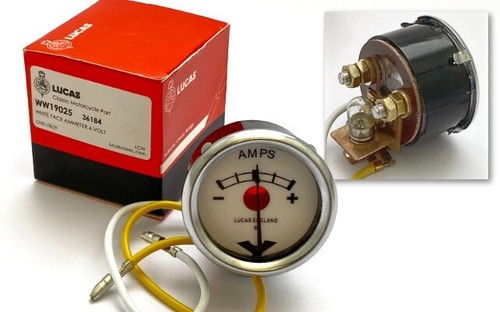 Lucas ammeter white dial - ammeter,