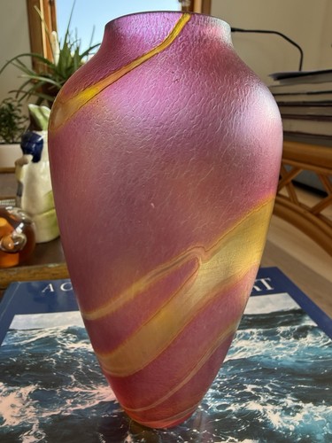 Rare iridescent okra - iridescent, glass