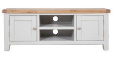 Oak TV Stand Cabinet Unit Plasma Bench Solid Pine in Dorset Painted French Grey