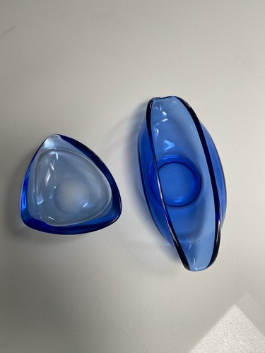 Two vintage blue - two, glass
