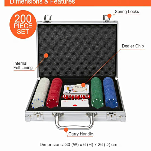 200 chip poker set aluminium - chip,