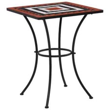 Mosaic Bistro Table Terracotta and White 60 cm Ceramic vidaXL