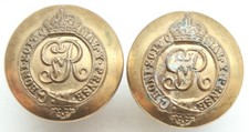 Pair Of UK British Army Brass Button Brigadiers & Colonels Uniform Buttons