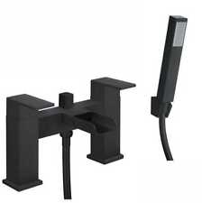 Bathroom Modern Waterfall Black Basin Sink Mono Square Mixer Tap Filler Waste