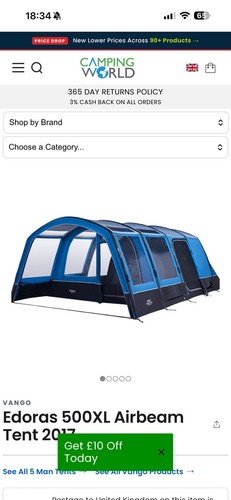 Vango edoras 500xl airbeam - edoras,