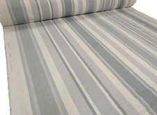 LAURA ASHLEY AWNING STRIPE GREY Cotton Curtain Cushion Fabric