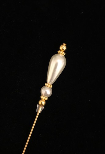Handmade long pearl hatpin - handmade,