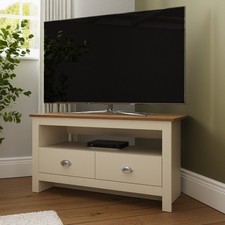 Lancaster Cream Oak Corner TV Stand 2 Drawer Cabinet Television Unit