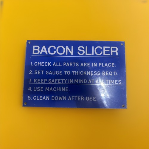 Bacon slicer butcher - butcher, sign
