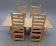 CHARLES RENNIE MACINTOSH STYLE ART DECO TABLE AND 4 CHAIRS