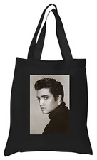 Elvis Black Cotton Tote Bag