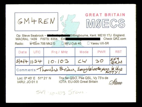 Qsl card radio uk m0ecs - radio,