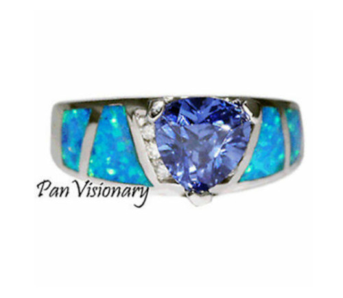 Blue opal ring - 925, sterling