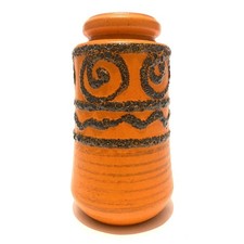 Scheurich Keramik 549-21 Orange Fat Lava Vase- 1970s West German Art Pottery