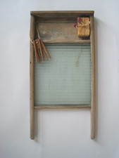 Glass Wood Washboard w/ Soap &