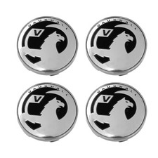 4x VAUXHALL ALLOY WHEEL CENTRE HUB CAPS BLACK-CHROME 60mm ADAM CORSA ASTRA VXR