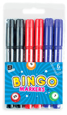 Bingo Markers Dabbers Felt Tip Pens Colour Set Black Red Blue Dot Tickets Game