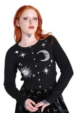 Hell Bunny Solaris Cardigan - Black Moon & Sun Goth Knitwear, Soft Cotton Style