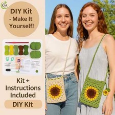 Sunflower Crochet Bag Kit for Beginners – DIY Phone Purse with Yarn and Hook | H