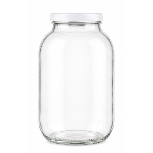 Large glass jar with white - jar,