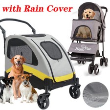 Large Dog Stroller Buggy 4 Wheels Heavy Duty Pet Pram Doggy Pushchair with Brake