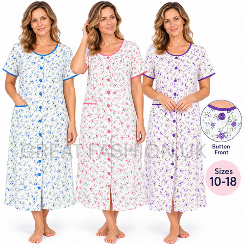 Ladies floral nightdress - floral,