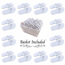 100 Pairs White Wedding Flip Flops Bulk | Basket Included | Wholesale Flip Flops