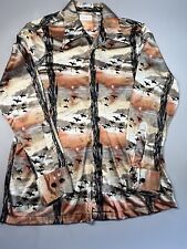 Damon Vintage 70's Disco Shirt Italian Nylon Silky Fabric Geese & Ducks at Dawn