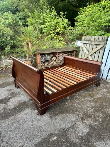 Dark wood sleigh bed - bed, frame