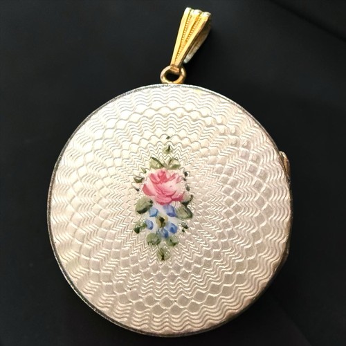 Guilloche enamel locket - guilloche,