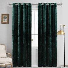 Crushed Velvet Blackout Curtains Eyelet Ring Top Ready Made Lined Pair Curtains