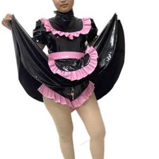 Plus Size Lockable SISSY Dress PVC Maid Costumes Uniform Apron Tailor-made
