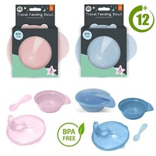 Travel Feeding Bowl and Spoon with Secure Lid, BPA Free Plastic 12m+ Baby Gift