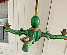 ART DECO CHANDELIER PENDANT FEATURE LIGHT FITTING GREEN CERAMIC  TO RESTORE