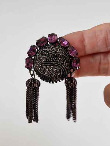 Vintage silver tone marcasite - vintage,