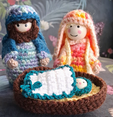 Handmade crochet yarn nativity - crochet,