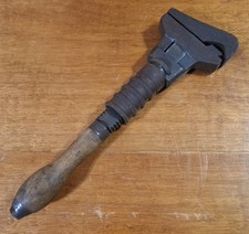 Vintage 12" - 13" Hawk Bill Adjustable Wrench Wooden Handle
