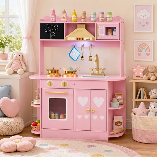 Wooden play kitchen for kids - wooden,