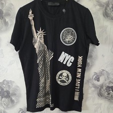 Phillipp Plein T-Shirt Mens Large nyc  i love nyc P2P 21 inch #2 NWOT 