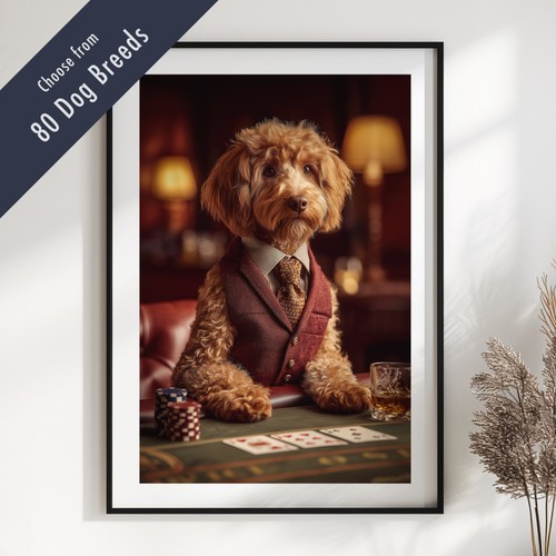 Funny dog playing poker - dog,