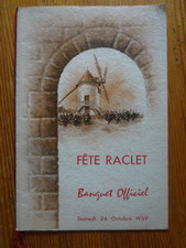 Old menu 1959 Fête Raclet Restaurant Les Maritonnes Romanèche Thorins