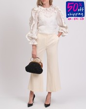 RRP€310 TRUE ROYAL Crepe Flared Trousers IT42 US6 UK10 M Made in Italy