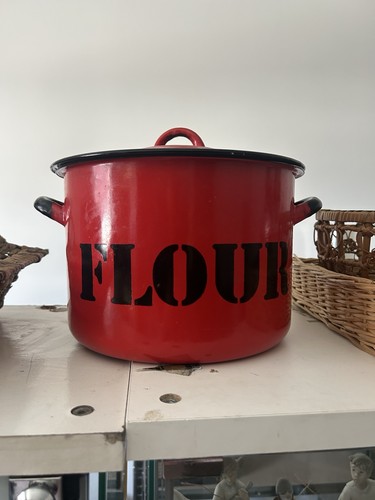 Vintage enamel flour storage - vintage,