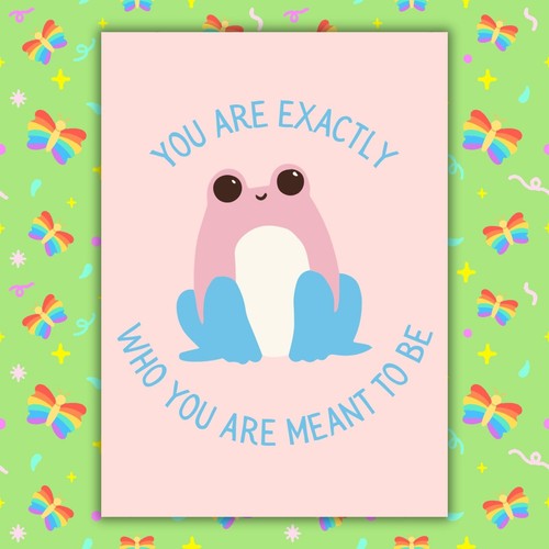 Trans pride frog - card,, you