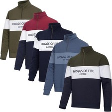 Hoggs Of Fife Dumfries 1888 Gents Quarter Zip Sweatshirt Navy Green Small To 3XL